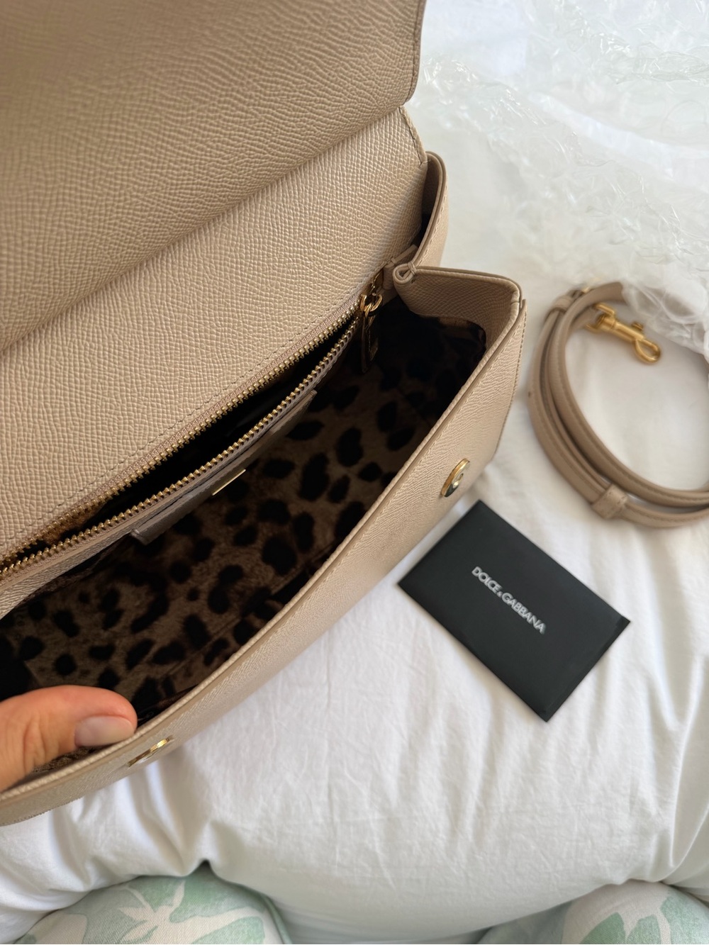 Dolce & Gabbana Taupe Leather Top-Handle Bag with Gold Hardware - Picture 6 of 7